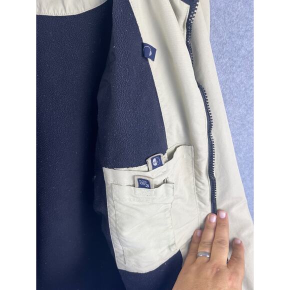 American Eagle Mens L AE77 Performance Zip Up And Pockets Jacket Beige Stripe - Picture 5 of 9